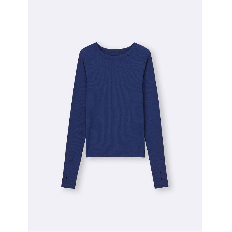 GU Warm Rib Crew Neck T-Shirt (Extra Long Sleeve) — 358044