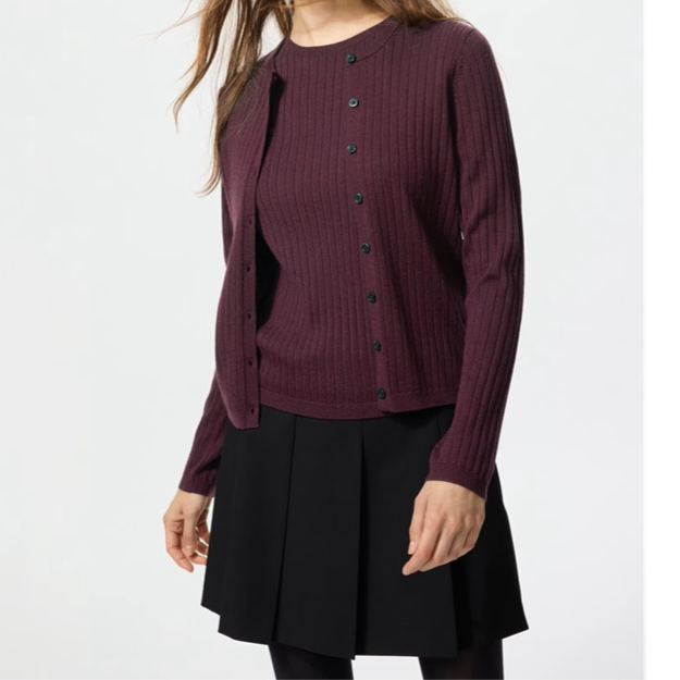 Thumbnail: UniQlo Merino Rib Crew Neck Short Cardigan 478336