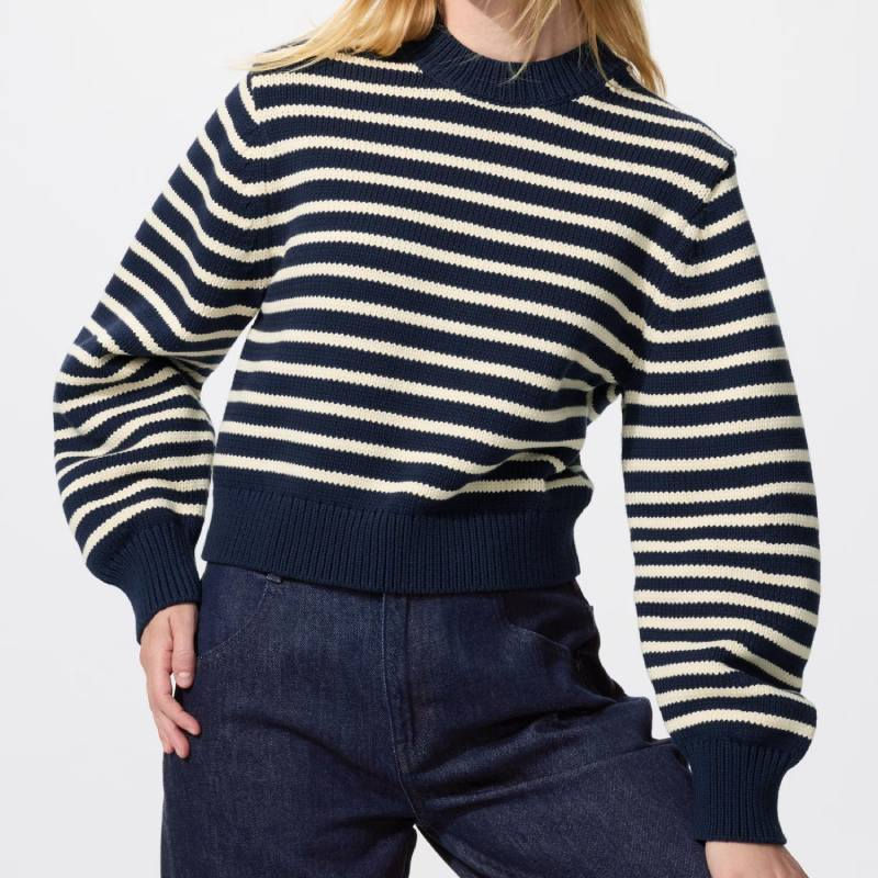 UniQlo Cotton-Blend Cropped Crew Neck Sweater 486314