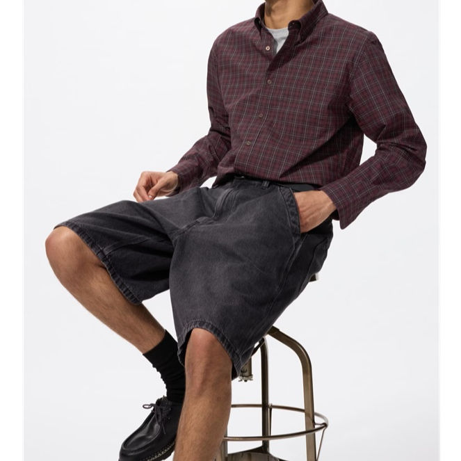 UniQlo Broadcloth Shirt / Check – WINE 480765