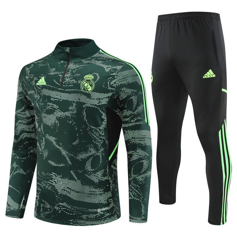 Real Madrid Green 1/4 Zip Tracksuit
