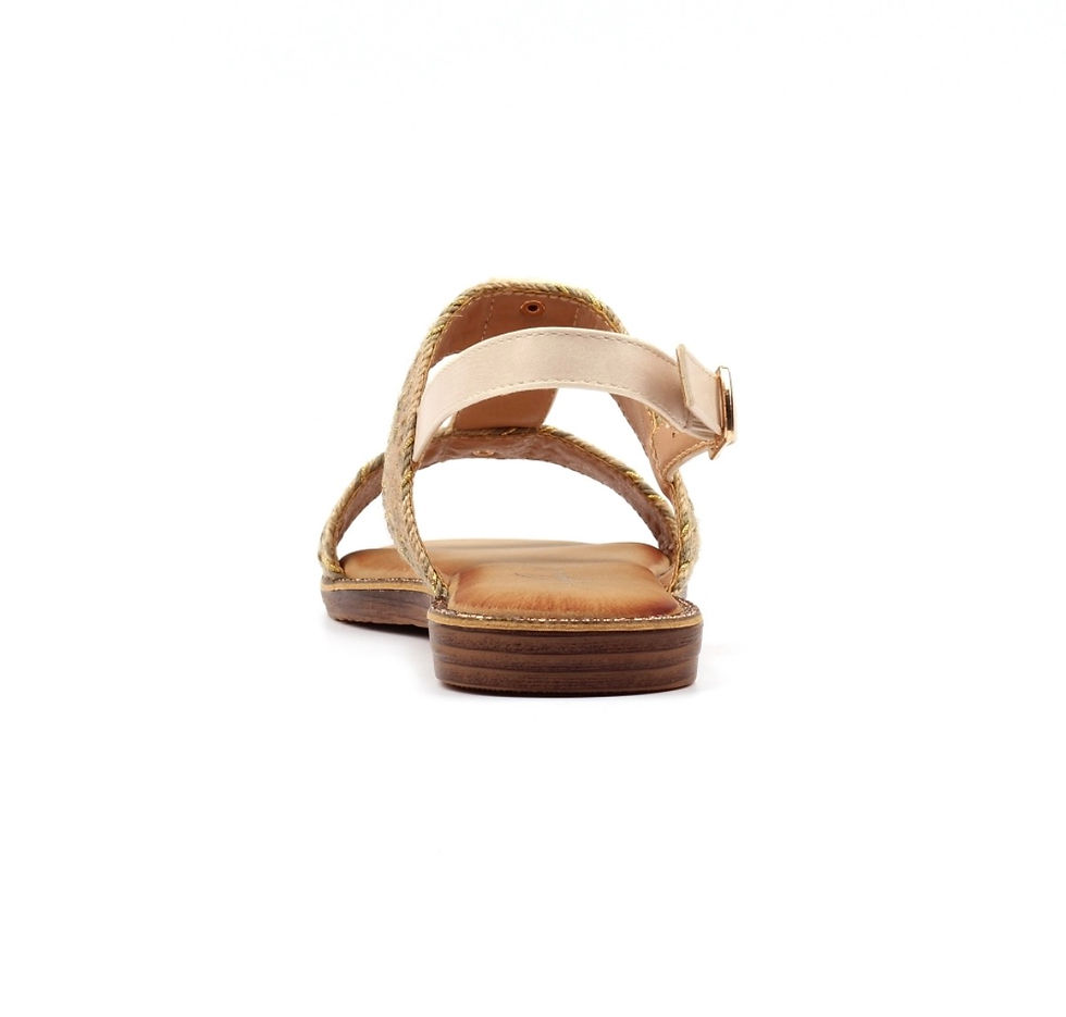 Thumbnail: Back view of Lunar Lumi sandal showing slingback strap and buckle fastening