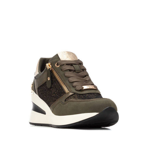 Thumbnail: Xti Marilyn glam wedge fashion sneaker in khaki green