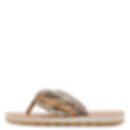 Tamaris beige snake toe post slider sandal with cushioned sole and gold buckle detail