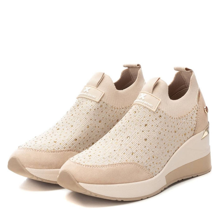 Thumbnail: XTI SARINA KNITTED WEDGE SNEAKER IN GLAM BEIGE 