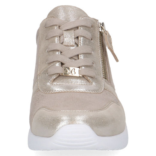 Thumbnail: Caprice Peggy taupe metallic sneaker front lace and zip detail