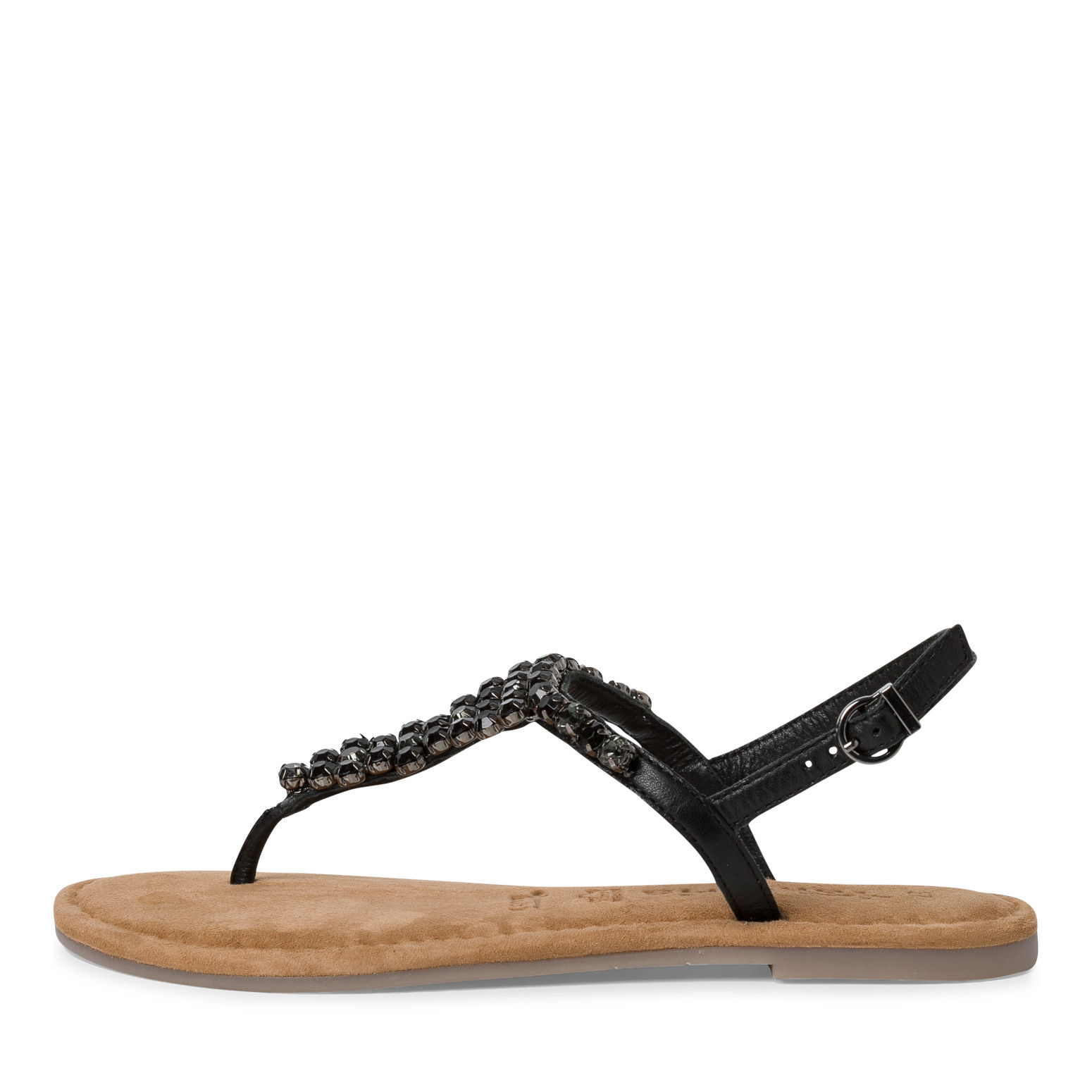 TAMARIS MILOS TOE POST JEWELLED SANDAL IN BLACK