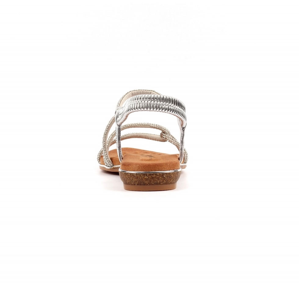 Thumbnail: Rear view of Lunar Brinley sandal showing elasticated ankle strap and comfortable flat sole