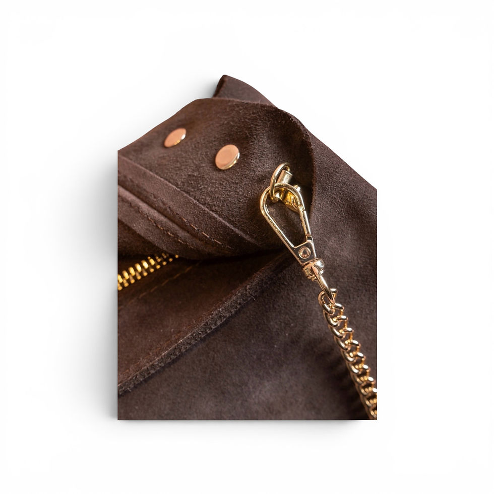 Thumbnail: Interior view of Cherry Paris Alexa chocolate leather bag showing zip fastening and spacious compartment