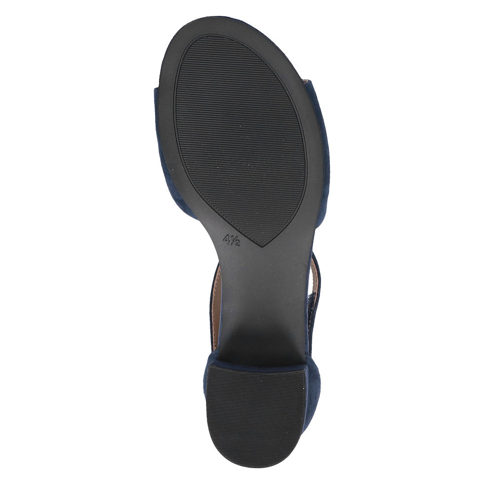 Thumbnail: Caprice Carla low heel comfort sandal in navy blue suede