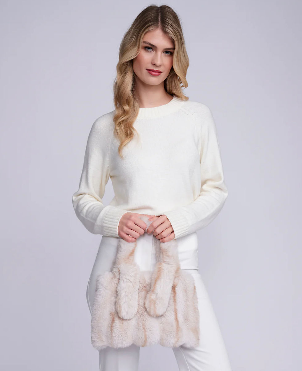 Thumbnail: Pia Rossini Alpine ombre plush faux fur tote bag in cream