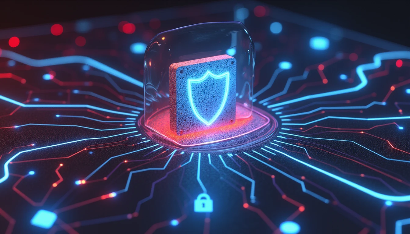 Neon-lit abstract of automated insurance claims, showcasing streamlined data flow, fraud detection, AI analysis, and robust security.