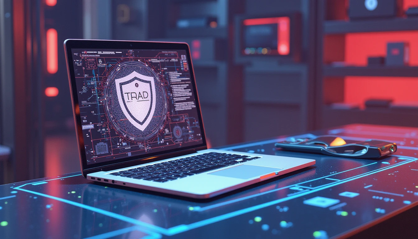 Futuristisches KI-Sicherheitssystem scannt digitale Profile, identifiziert gefälschte Bilder und sorgt mit neonbeleuchteter Präzision für Vertrauen beim Online-Dating.