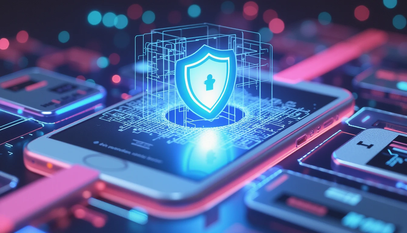 Futuristic interface scanning profile photos with AI to detect fraud, showcasing a trust shield for secure, authentic online dating.