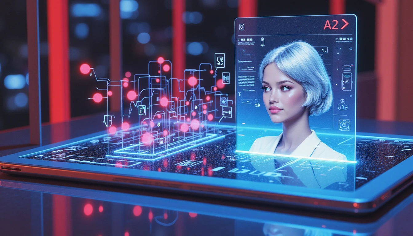 Futuristische, KI-gestützte Benutzeroberfläche einer Dating-App mit neonbeleuchteter Betrugserkennung, biometrischer Verifizierung und holografischen Sicherheitsdatenströmen.