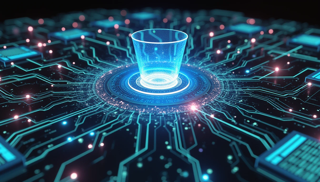 Advanced AI technology enhancing insurance security with glowing neural networks, holographic shields, and futuristic digital analytics.