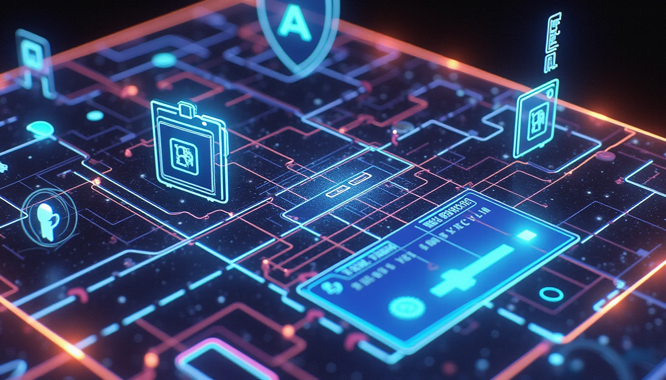 Futuristic neon-lit visualization of AI-driven fraud detection in online dating, featuring holographic security shields and biometric scans.