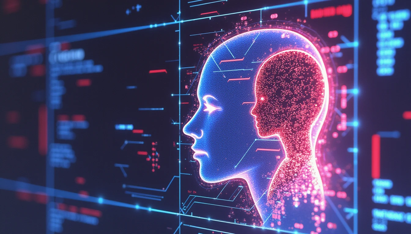 Futuristic neon-lit digital shield overlays a cyber-network, symbolizing AI-driven fraud detection in online dating with dissolving fake profiles.