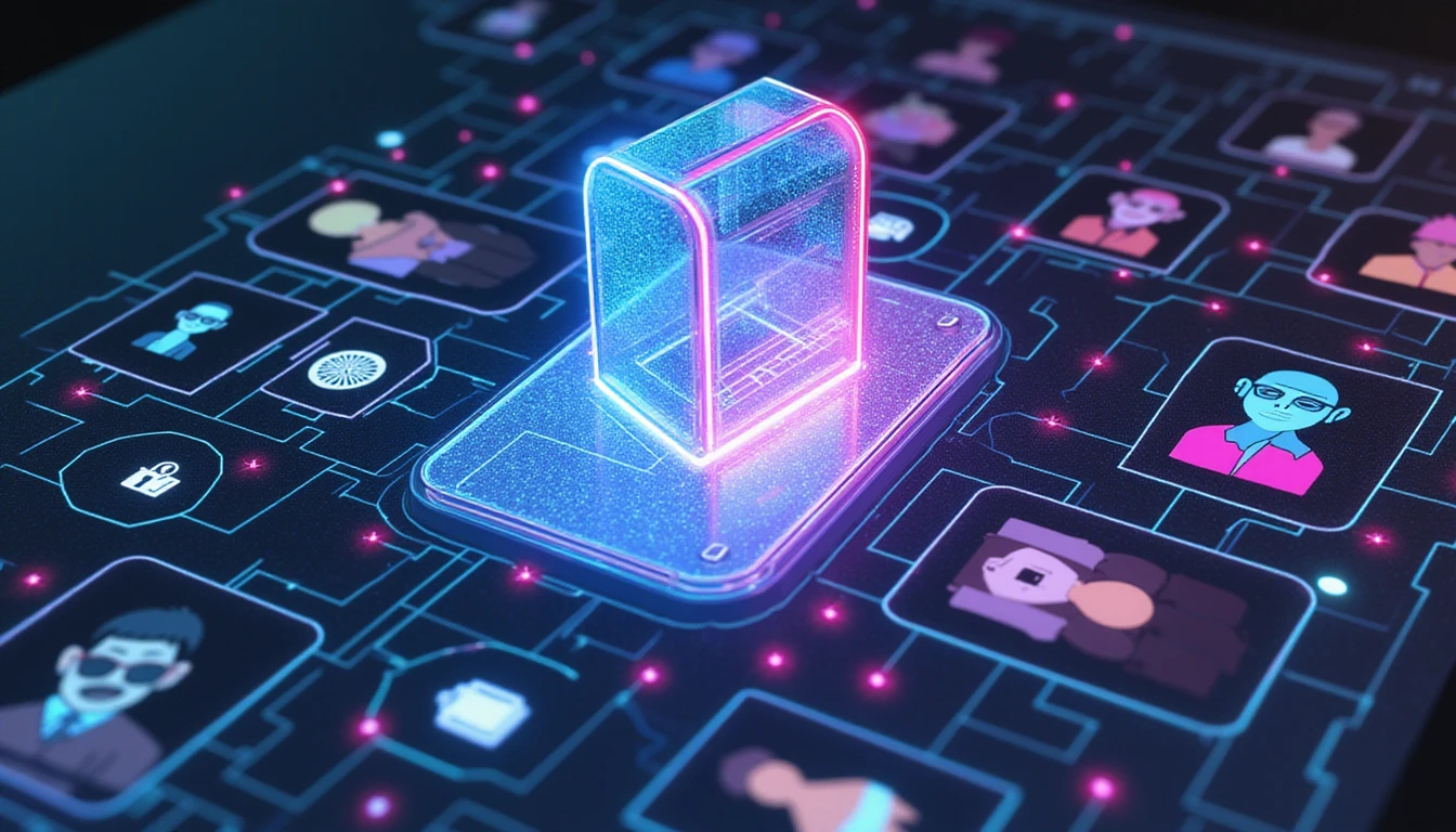 AI-powered fraud detection in online dating: a glowing digital shield filters imposters, highlighting real users with cyber-inspired visuals.