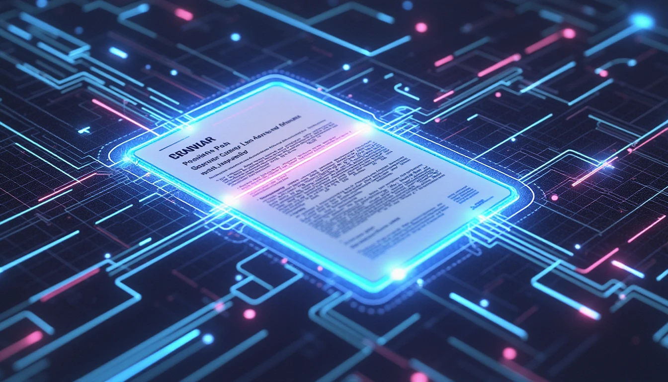 Futuristic neon-glowing shield of interwoven data streams protecting a glowing insurance document, symbolizing secure, AI-driven fraud defense.