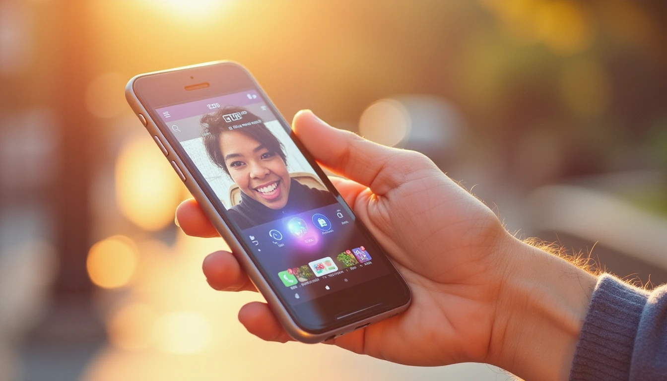 Nahaufnahme einer Hand, die ein Smartphone mit einem Dating-App-Profil hält. Zu sehen ist ein Glitch-Effekt, während die KI-gestützte Betrugserkennung das Bild analysiert.