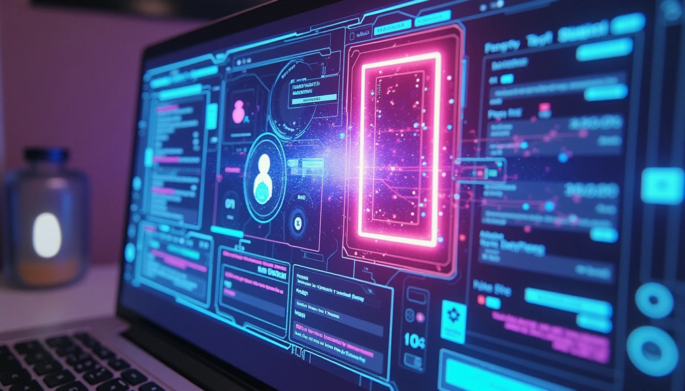 Futuristic shield protecting online dating profiles, with neon-lit fraud detection filtering AI-generated and fake images in real-time.