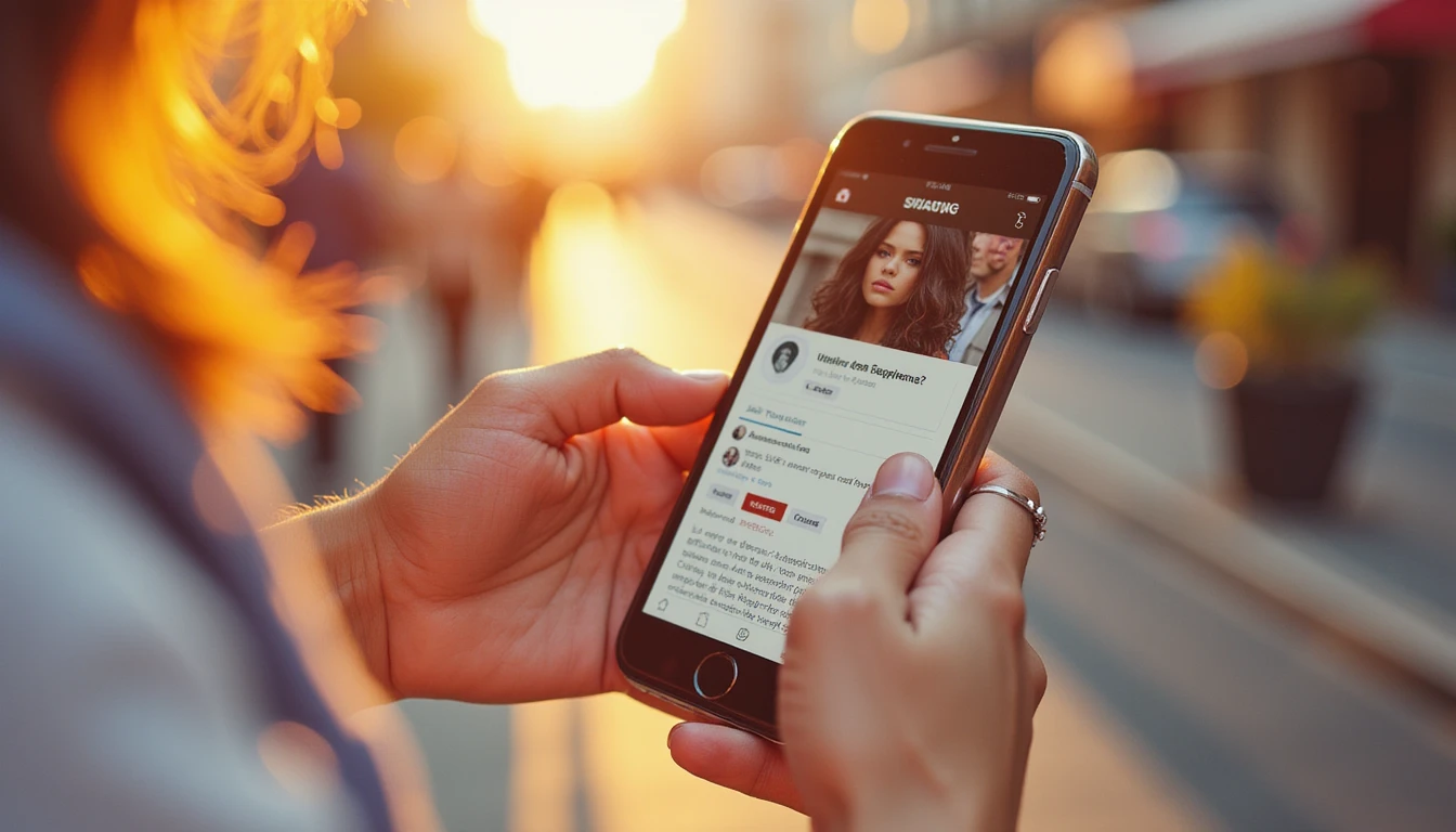 Makroaufnahme eines Smartphones, auf dem eine Dating-App mit einem als verdächtig gekennzeichneten Profil angezeigt wird, um die Sicherheit und das Vertrauen beim Online-Dating zu betonen.