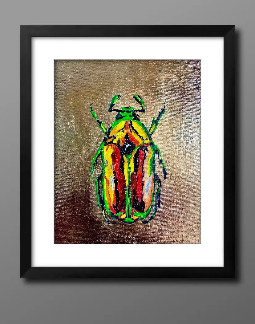 Thumbnail: Beetle Egypt Scarab original oil painting and gold leaf on canvas
