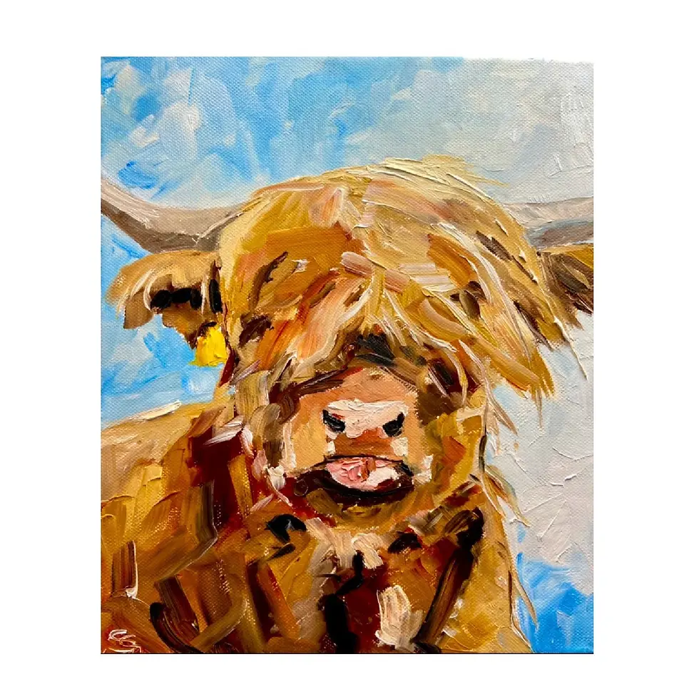Thumbnail: Highland cow - cattle of the highlands oil on canvas