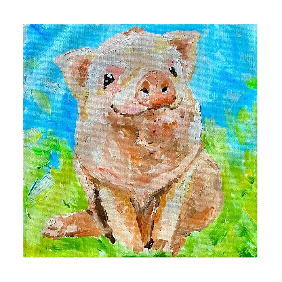Thumbnail: Irish pig portrait original oil painting on wrapped cotton canvas