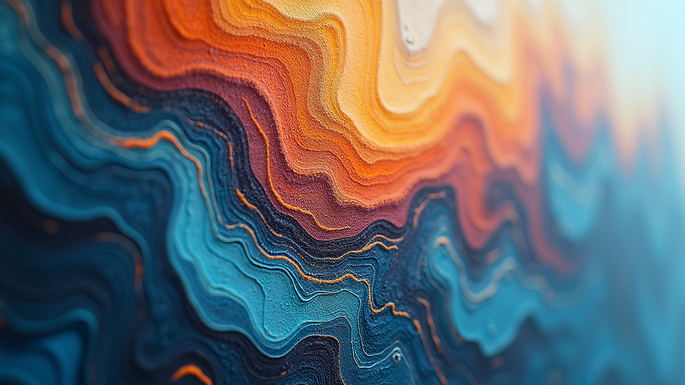 Close-up view of an abstract painting inspired by AI-generated patterns