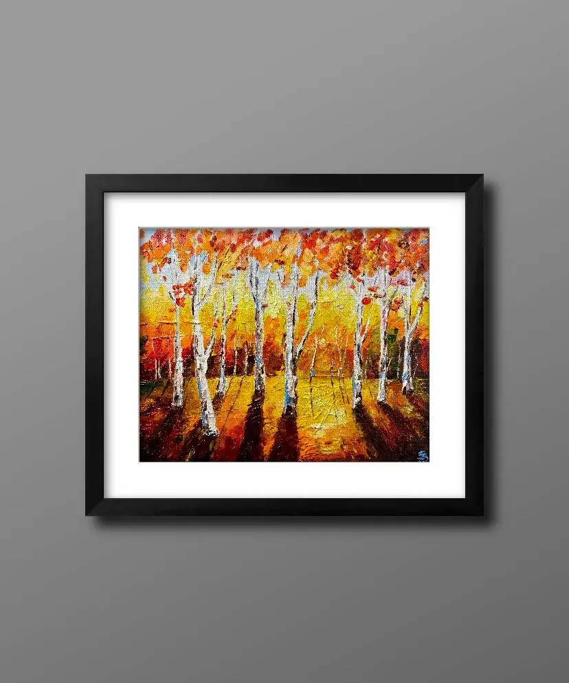 Thumbnail: Autumn birch forest at sunset