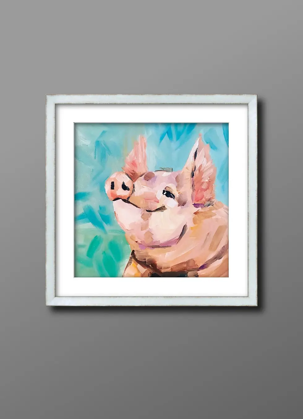 Thumbnail: Baby American Yorkshire Pig Original Oil Painting