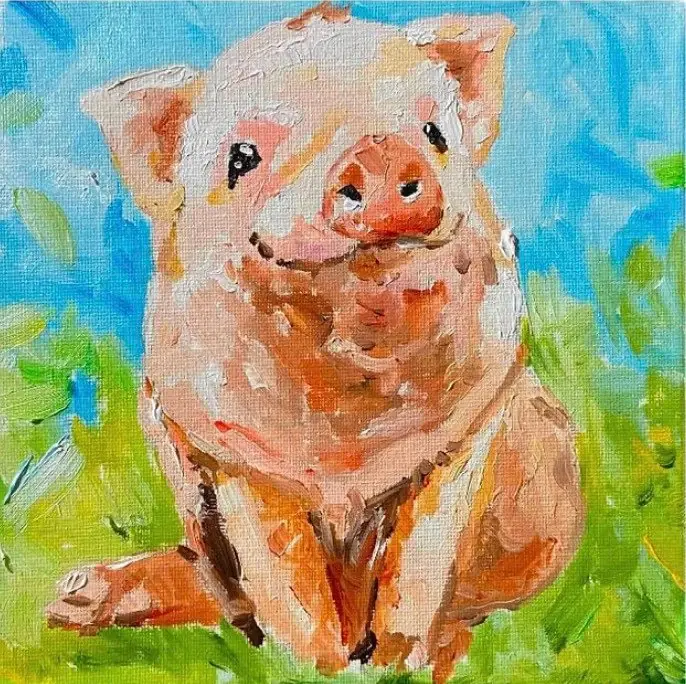 Irish pig portrait original oil painting on wrapped cotton canvas