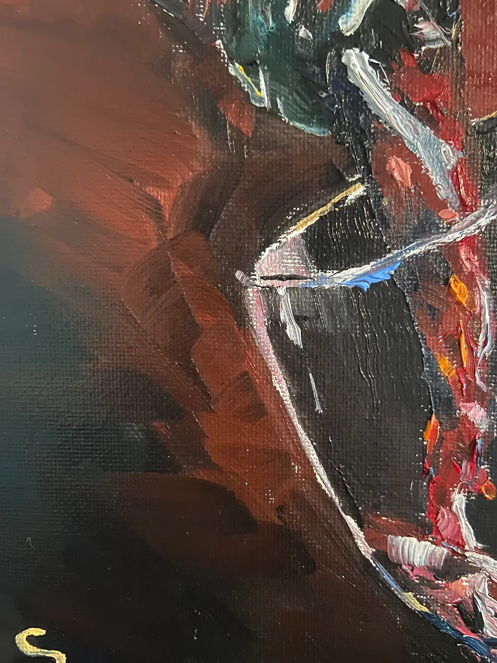 Thumbnail: Wine bottle original art, oil painting on canvas