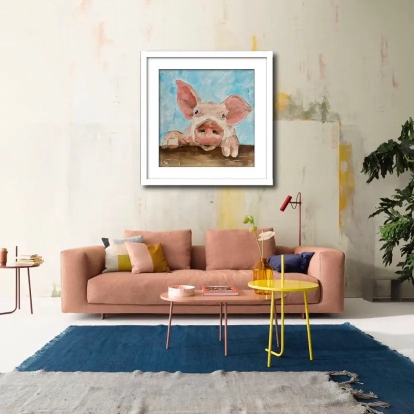 Thumbnail: Pig original oil painting on canvas
