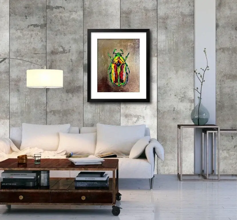 Thumbnail: Beetle Egypt Scarab original oil painting and gold leaf on canvas