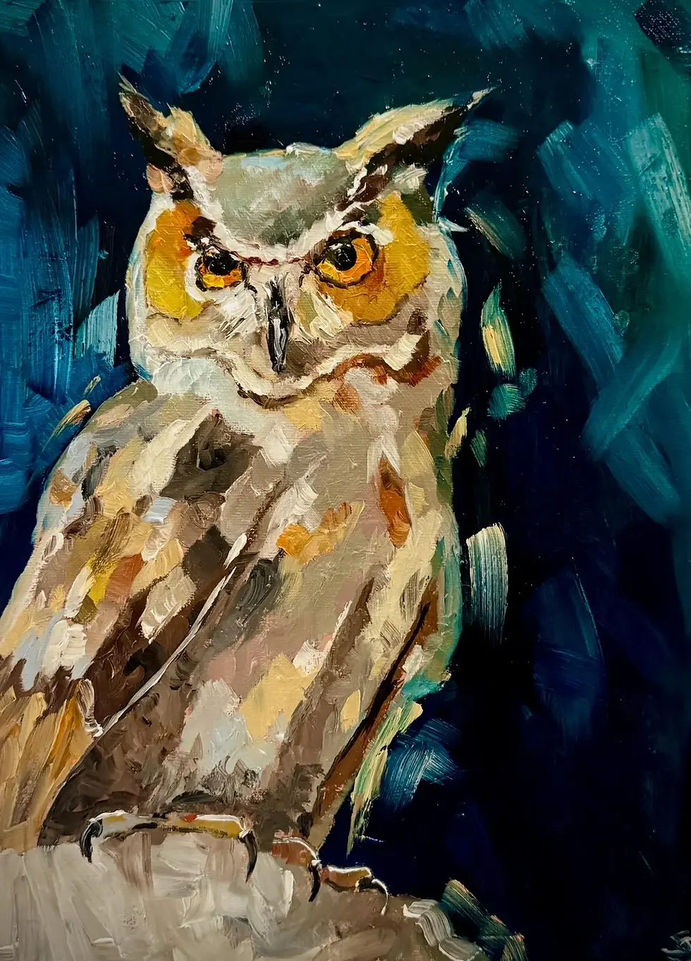 A night owl original oil painting Porte on cotton canvas board