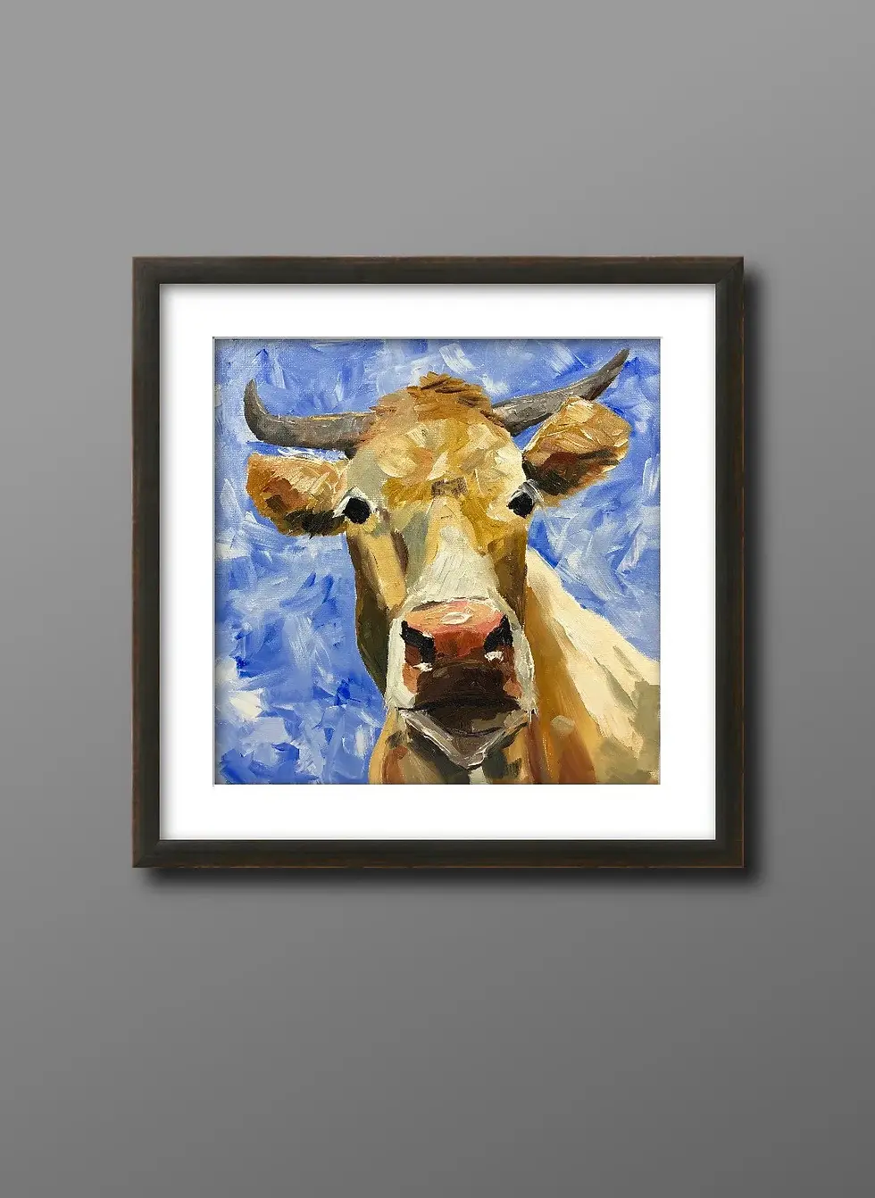 Thumbnail: Cute cow oil painting original portrait