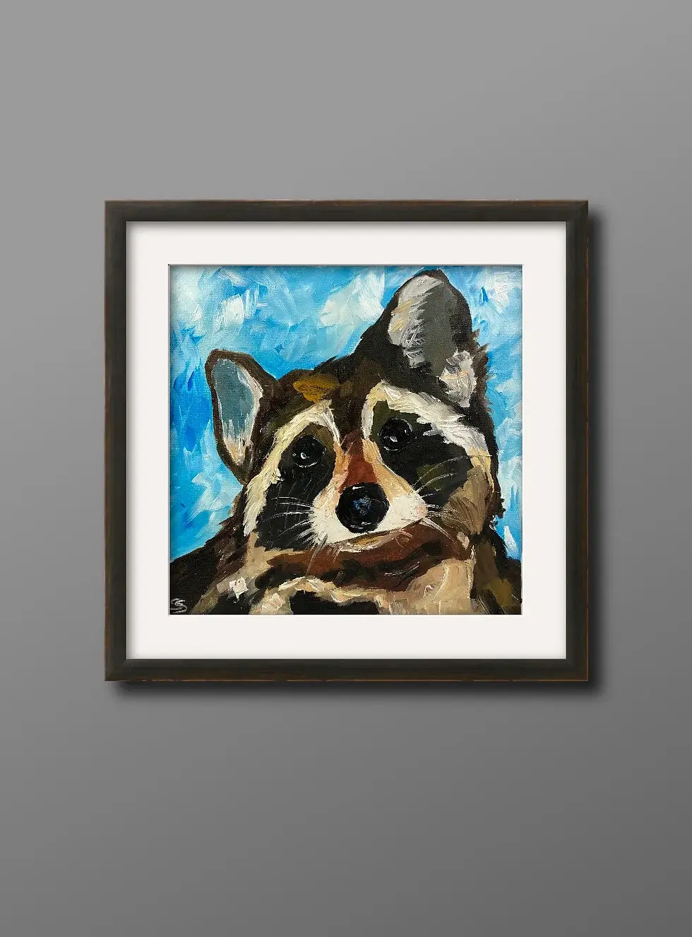 Thumbnail: Happy Raccoon original oil painting