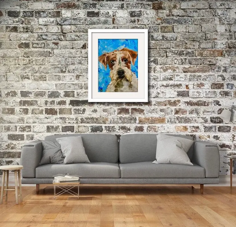 Thumbnail: Jack Russell small original portrait oil painting on stretched canvas