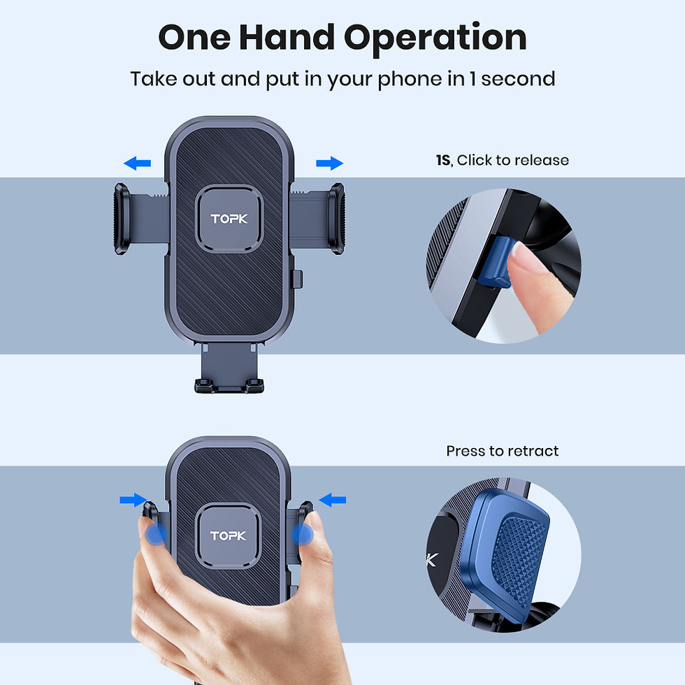 Thumbnail: TOPK Universal Car Phone Holder – 360° Rotatable Air Vent & Windscreen Mount