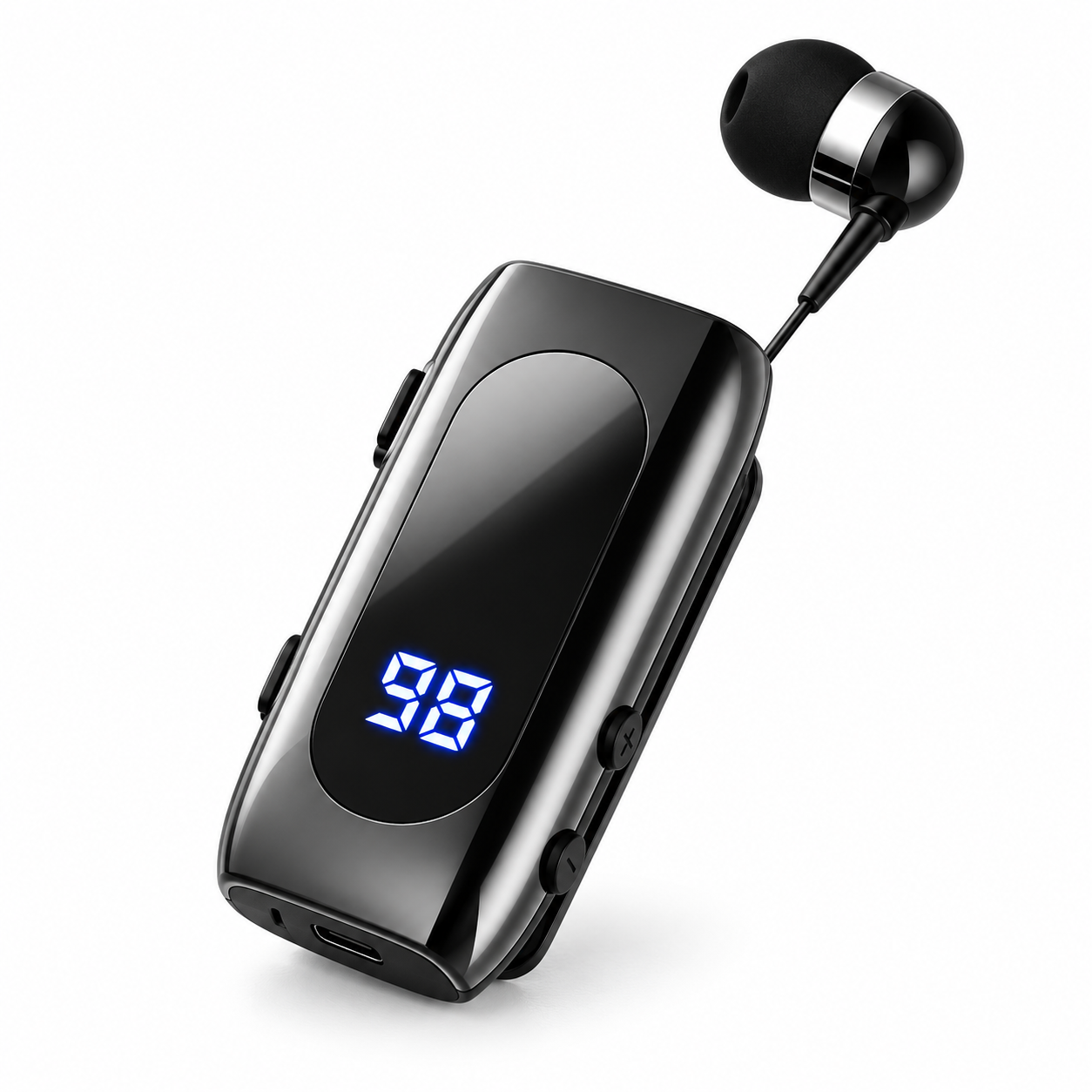 K55 Retractable Bluetooth Earpiece with Clip & LED Display