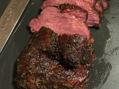 Pellet smoked corned beef