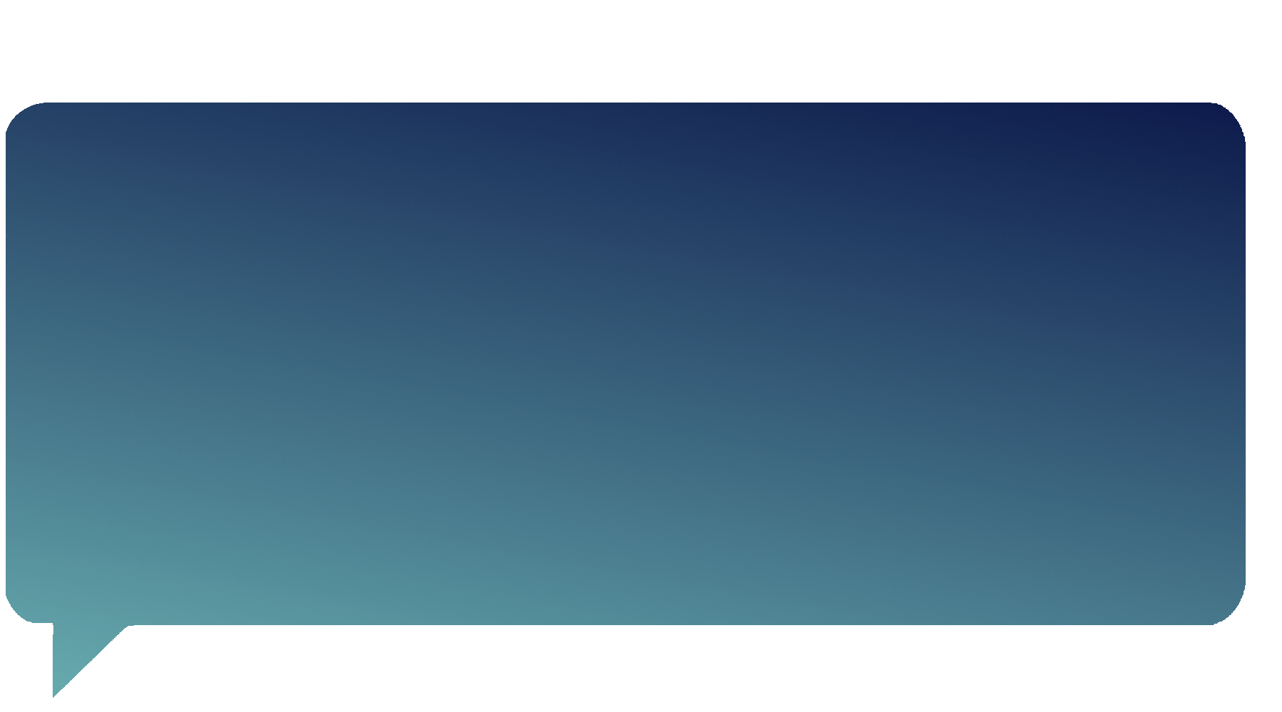 Eine Sprechblase mit Fabrverlauf von türkis (links unten) zu navyblau (rechts oben)