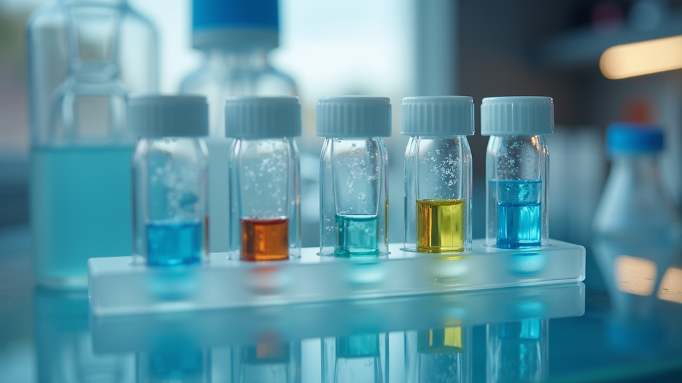 Close-up view of water test kit with color indicators