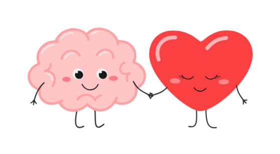 heart and brain graphic holding hands