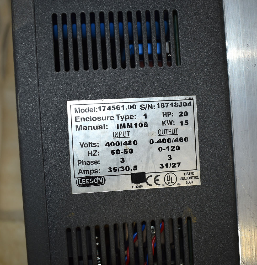 Thumbnail: LMC DUST COLLECTOR, 7,000 CFM+- , 20HP DIRECT DRIVE FAN with VFD,