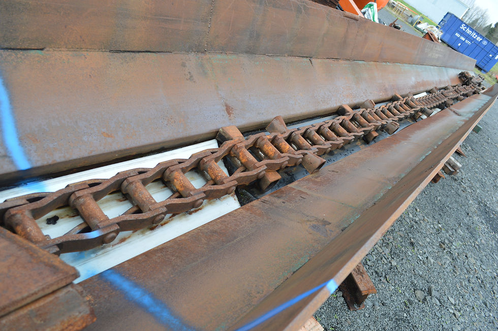 Thumbnail: 132H chain log transfer conveyor, apprx. 70 ft long