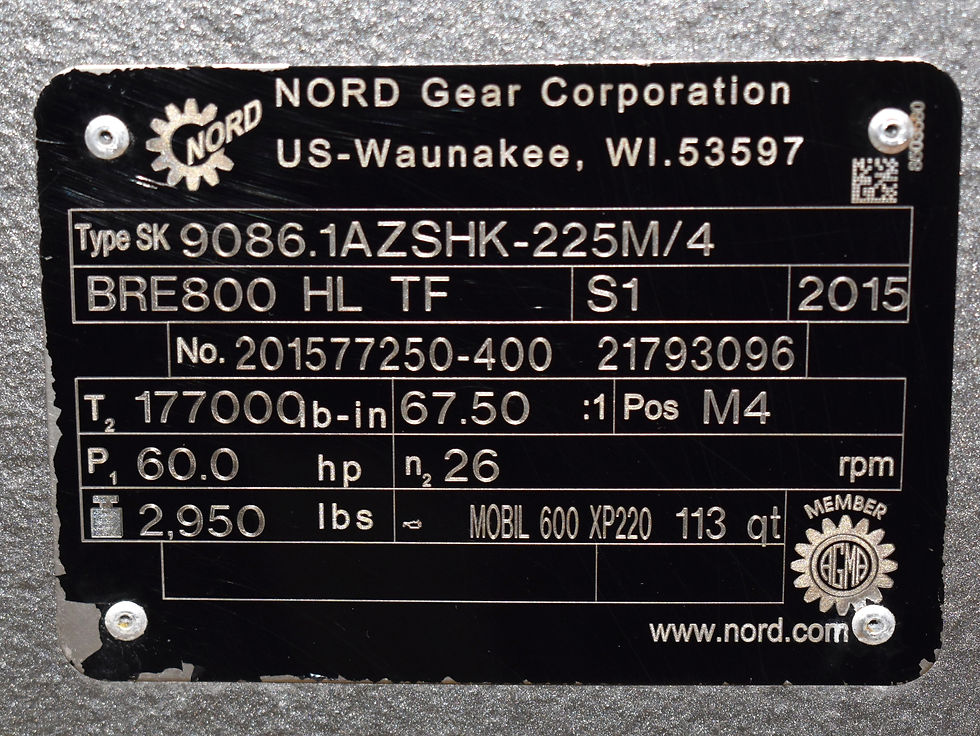 Thumbnail: NORD GEAR BOX & MOTOR TYPE SK: 9086.1AZSHK-225 M./4, BRE 800  HL. TF. / S1./2015